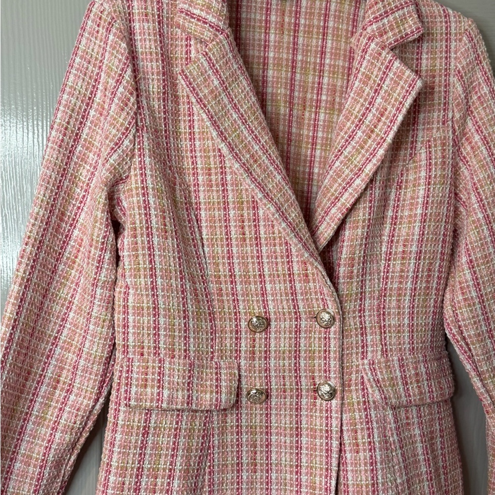 SHEIN Pink Plaid Blazer Suit Jacket | Medium - Picture 4 of 15